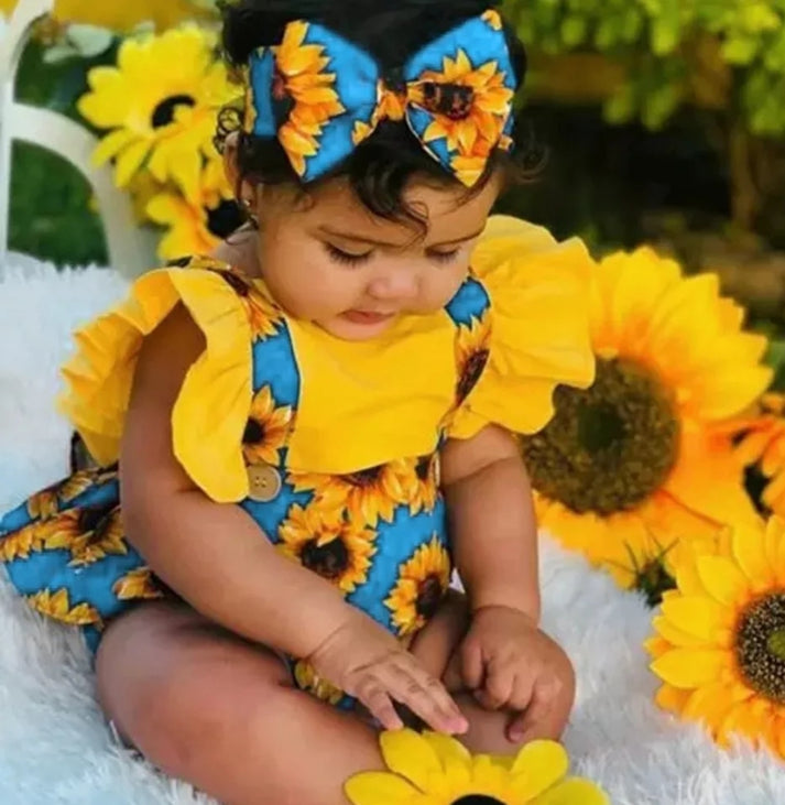 Sunflower Sky Blue Ruffle Romper