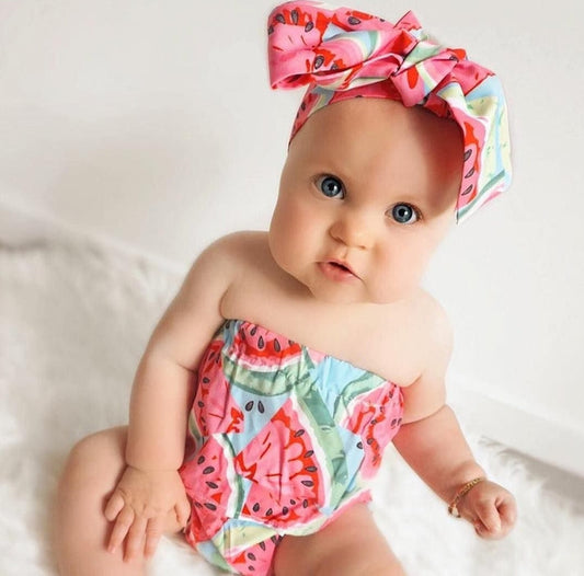 Watermelon Crop Top with Bloomer and Headband