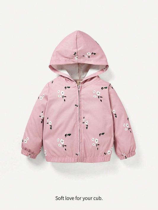 Floral Pattern Casual Hooded Jacket