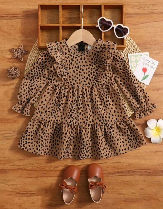 Leopard Print Long Sleeve Dress