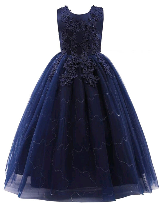 Navy Special Occasions Dress with Floral Detail