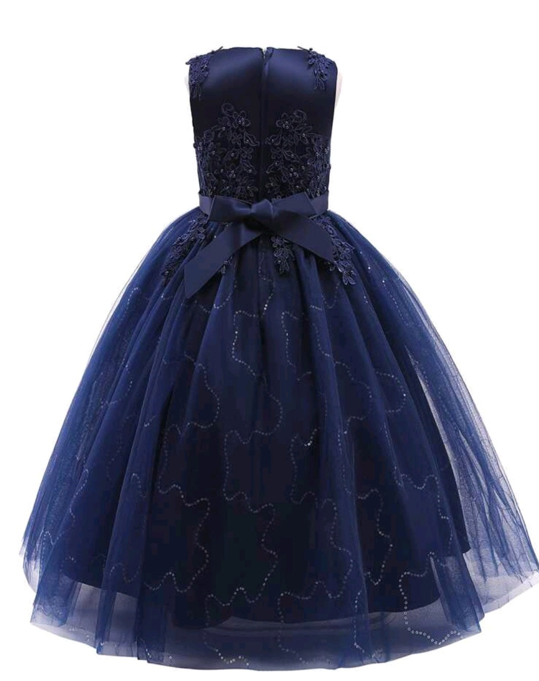 Navy Special Occasions Dress with Floral Detail