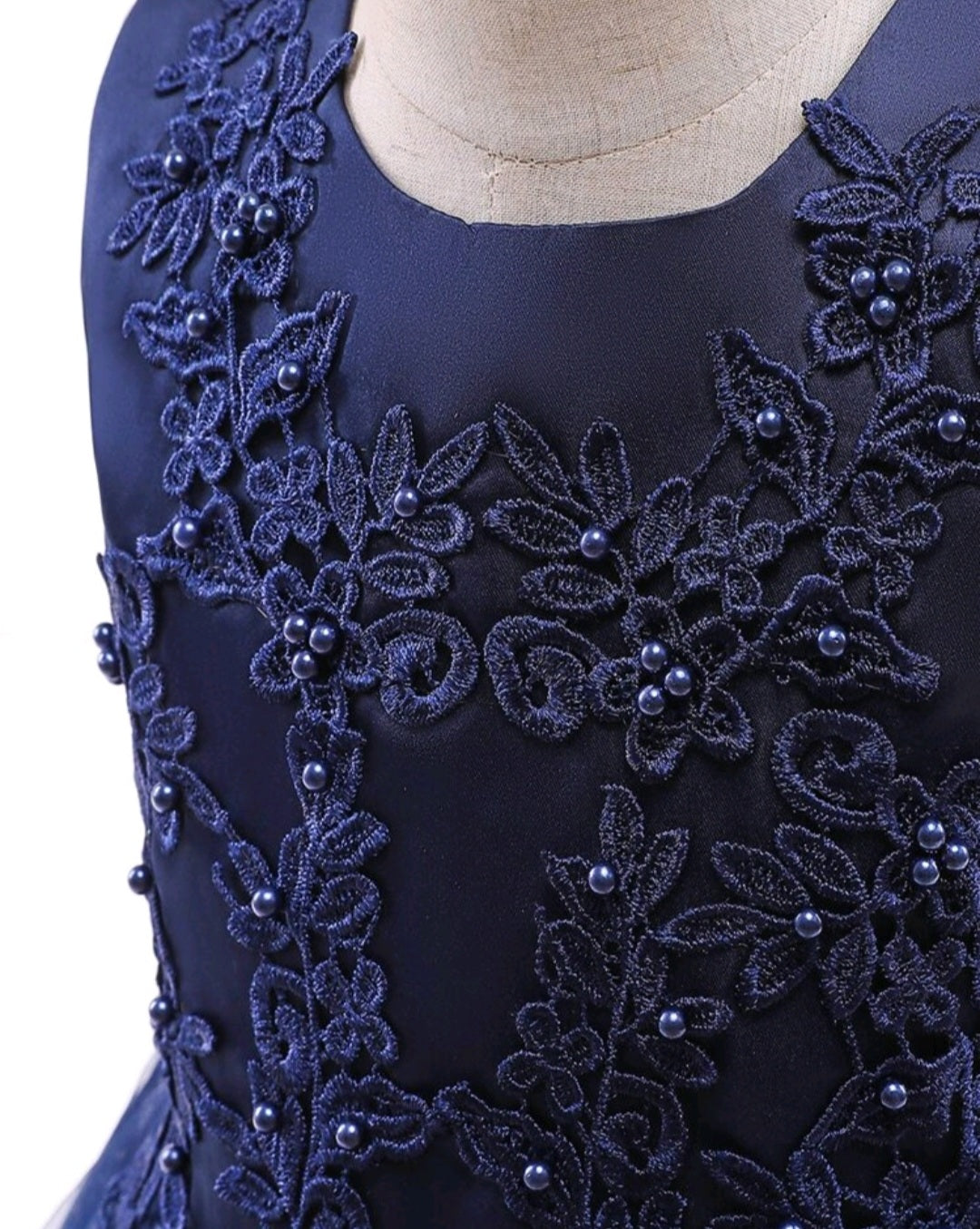 Navy Special Occasions Dress with Floral Detail