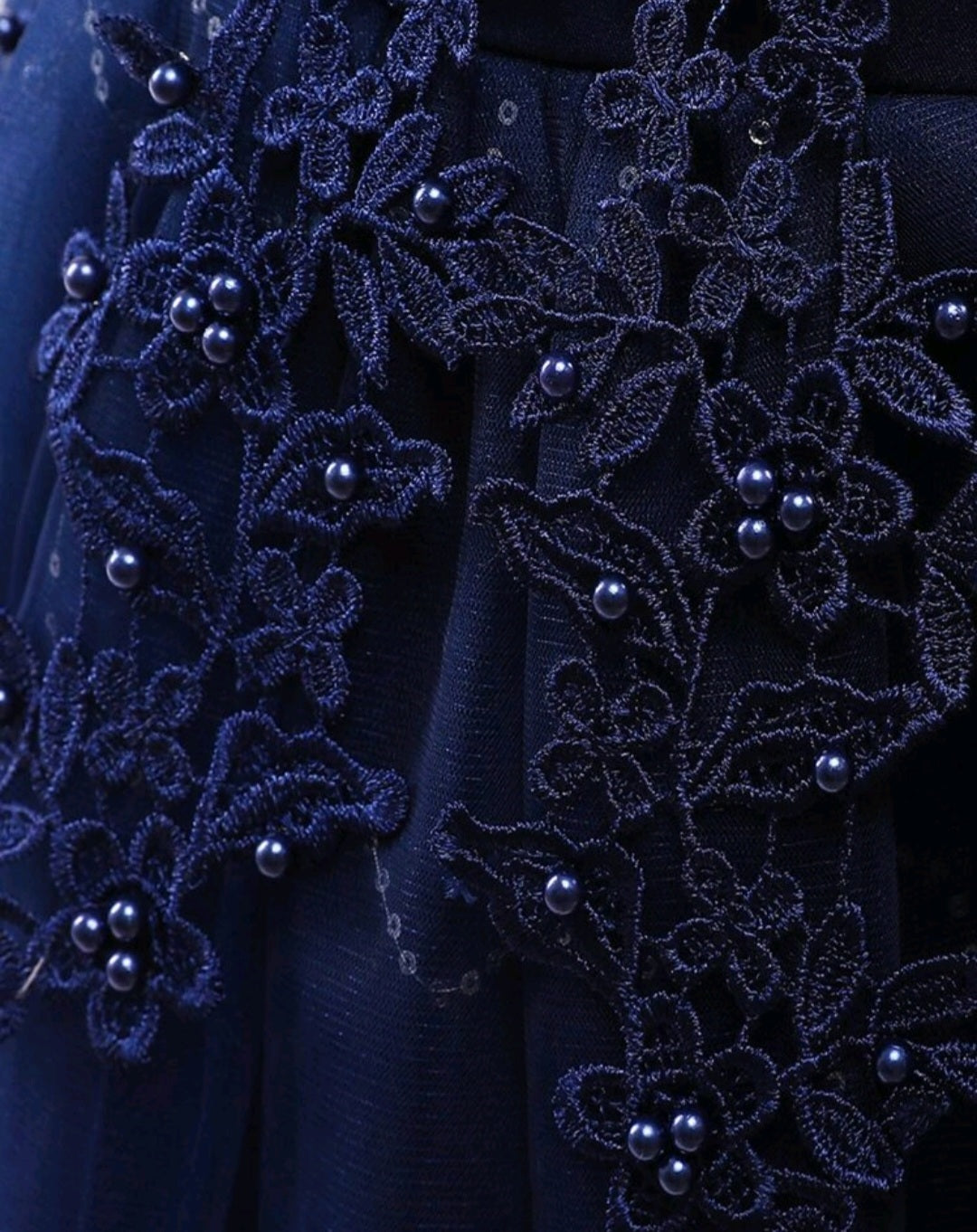 Navy Special Occasions Dress with Floral Detail