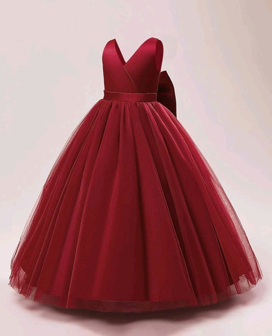 Maroon Special Occasions Dress with Big Bow