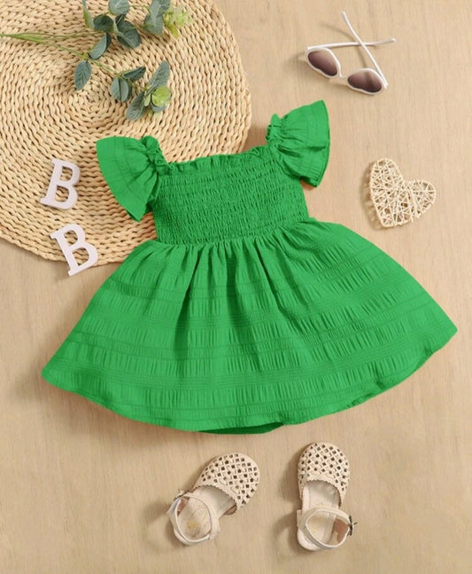 Green Ruffle Sleeve Dress