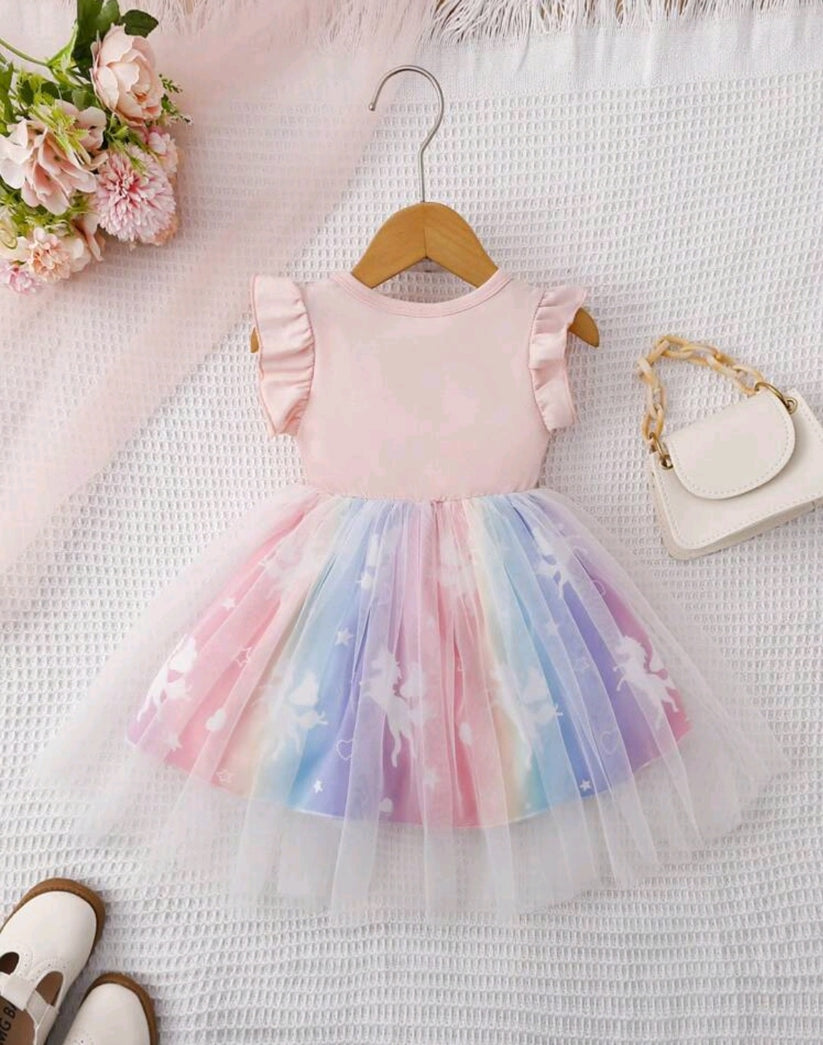 Rainbow Unicorn Tulle Dress