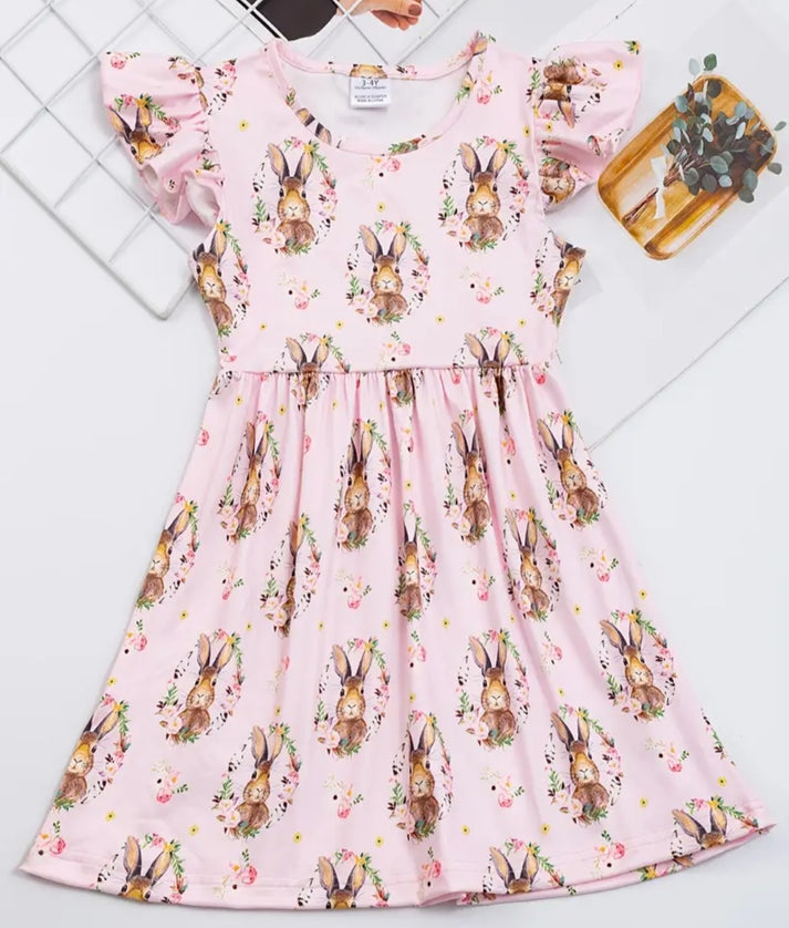 Pink Bunny Floral Dress