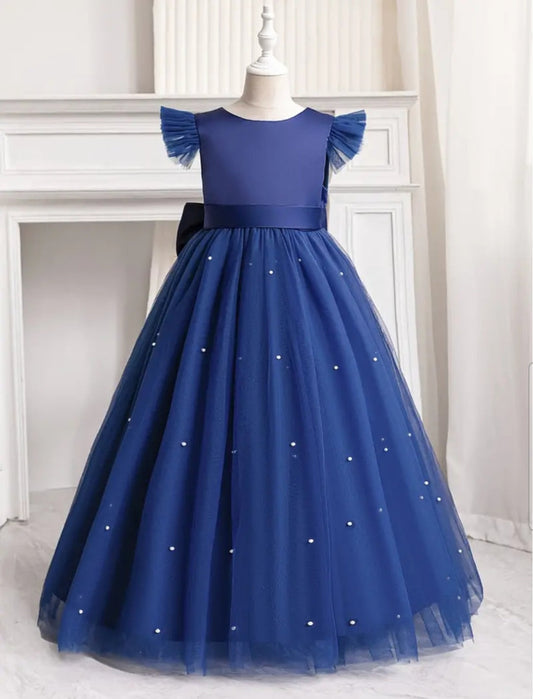 Navy Special Occasions Dress Ball Gown with Pearls