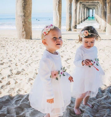 White Ribbed Lace Dress with Floral Design