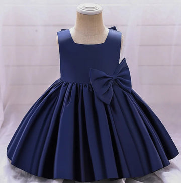 Navy Special Occasions Dress with Big Bow (Clip on)