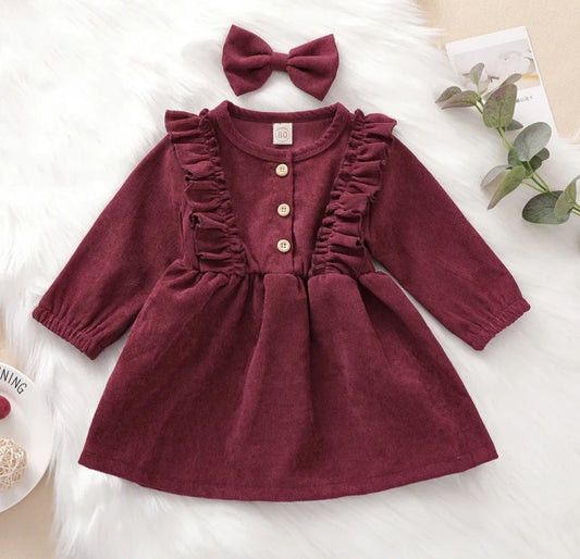 Maroon Caudroy Dress and Hairclip