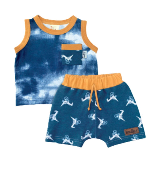 Boys Dino Cycle Short & Vest Set