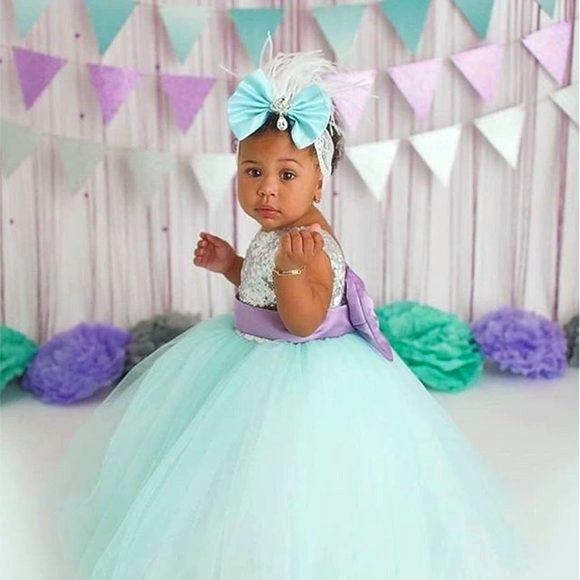 Blue and Purple Dress with Silver Sequins