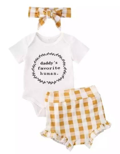 Daddies Favorite Human Romper with Bloomer and Headband