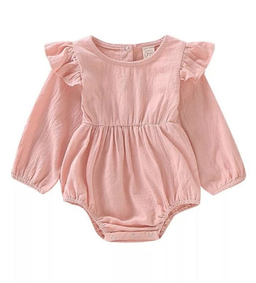 Pink Ruffle Sleeve Balloon Romper